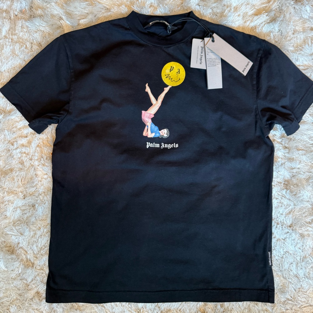 Palm Angels Black Smiley Graphic Tee